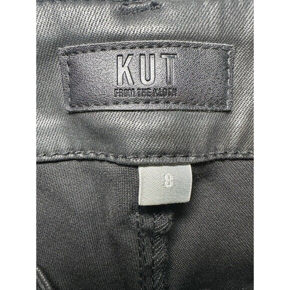 Kut from the Kloth Faux Black Leather Reese Ankle Straight Pants City Women 8 - Picture 5 of 10